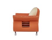 Ultra modern orange/beige leather sofa w/ chrome legs by Global additional picture 10