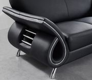 Ultra modern black contrasting leather sofa w/ chrome legs by Global additional picture 3