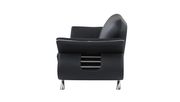 Ultra modern black contrasting leather sofa w/ chrome legs by Global additional picture 5