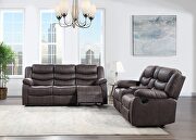 Dark brown reclining sofa in polyester fabric by Global additional picture 2