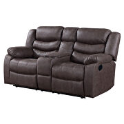 Dark brown console reclining loveseat by Global additional picture 2