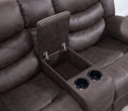Dark brown console reclining loveseat by Global additional picture 5
