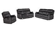 Granite gray printed microfiber reclining sofa by Global additional picture 4
