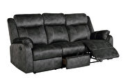 Granite gray printed microfiber reclining sofa by Global additional picture 7