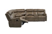 Recliner sectional sofa in blanche walnut leather by Global additional picture 2