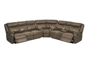 Recliner sectional sofa in blanche walnut leather by Global additional picture 3