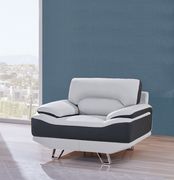 Gray/black modern leather sofa w/ chrome legs by Global additional picture 3