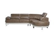 Two-toned walnut/pearl sectional sofa w/ headrests by Global additional picture 4