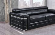 Sleek modern sofa in black leather w/ headrests by Global additional picture 2