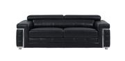 Sleek modern sofa in black leather w/ headrests by Global additional picture 3