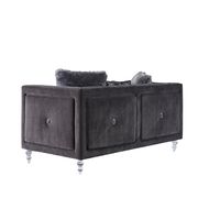 Gray velvet classic style tufted loveseat w/ diamond stitching by Global additional picture 2