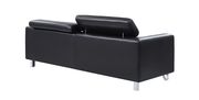 Black leather low profile sofa w/ adjustable headrests by Global additional picture 4