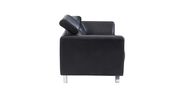 Black leather low profile sofa w/ adjustable headrests by Global additional picture 5