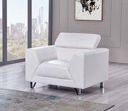 White leather adjustable headrests sofa by Global additional picture 2
