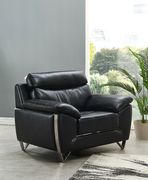 Black leather gel sofa with chrome legs by Global additional picture 7