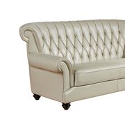 Ivory pearl leather tufted style living room sofa by Global additional picture 3