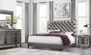 Metallic gray tufted headboard modern bed by Global additional picture 3