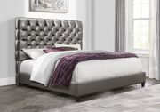 Metallic gray tufted headboard king bed by Global additional picture 2