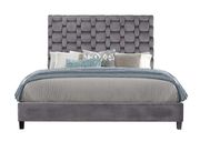 Grey velvet contemporary upholstered bed by Global additional picture 2