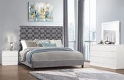 Grey velvet contemporary upholstered bed by Global additional picture 4