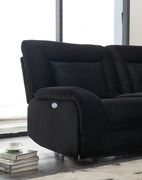 Luxurious black velvet fabric power reclining sofa by Global additional picture 4