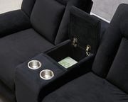 Luxurious black velvet fabric power reclining sofa by Global additional picture 5