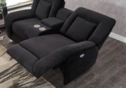 Luxurious black velvet fabric power reclining sofa by Global additional picture 6