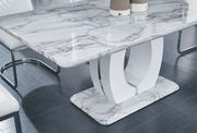 White faux marble dining table additional photo 2 of 7