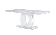 White faux marble dining table w/ rounded edges by Global additional picture 2