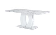 White faux marble dining table w/ oval base by Global additional picture 2
