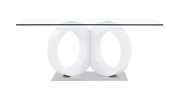 Futuristic design glass top dining table w/ double o base by Global additional picture 2