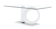 Futuristic design glass top dining table w/ double o base by Global additional picture 3