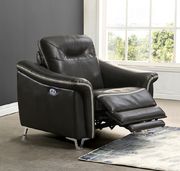 Dark grey contrast leather gel power reclining sofa by Global additional picture 3