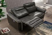 Dark grey contrast leather gel power reclining sofa by Global additional picture 4