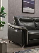 Dark grey contrast leather gel power reclining sofa by Global additional picture 5