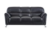 Black vynil leatherette sofa w/ chrome legs by Global additional picture 2