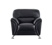 Black vynil leatherette sofa w/ chrome legs by Global additional picture 9