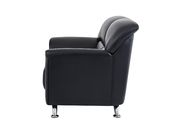 Black vynil leatherette loveseat w/ chrome legs by Global additional picture 2