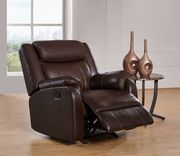Bonded brown leather recliner sofa by Global additional picture 4