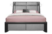 Gray/black upholstered bed w/ storage by Global additional picture 2
