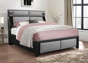 Gray/black upholstered bed w/ storage by Global additional picture 3