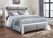 Gray/white upholstered king bed w/ storage by Global additional picture 2