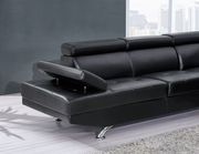 Black pu leather sectional w/ adjustable headrests by Global additional picture 2
