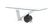 Black / steel geometric style glass top dining table by Global additional picture 2