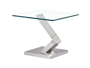 Silver geometric style base end table by Global additional picture 2