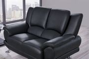 Modern black leather sofa w/ chrome legs by Global additional picture 2