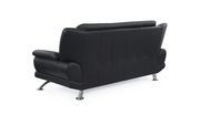 Modern black leather sofa w/ chrome legs by Global additional picture 4