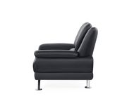 Modern black leather sofa w/ chrome legs by Global additional picture 5