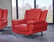 Red leather sofa w/ chrome legs by Global additional picture 2