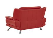 Red leather sofa w/ chrome legs by Global additional picture 4